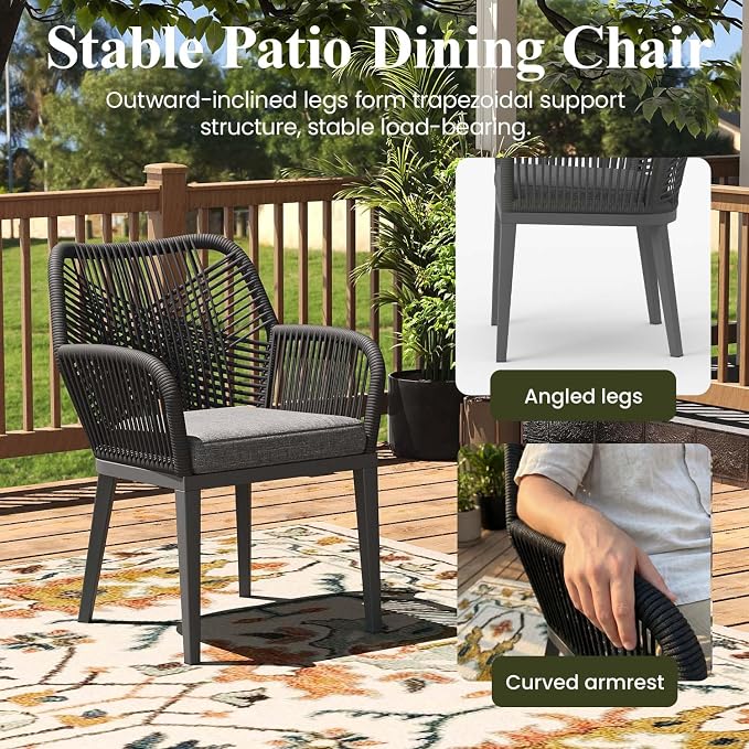 LayinSun Outdoor Dining Set for 6, 7 Pieces Patio Furniture Sets with Aluminum Dining Table and Rope Weave Chairs