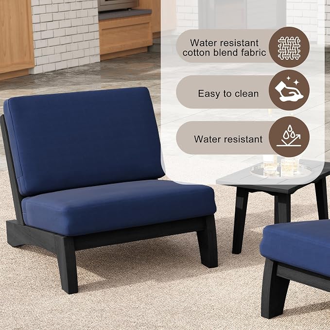 3 Pieces Patio Furniture Sets, All-Weather Outdoor Wood Bistro Set Patio Conversation Side Table Chiars for Balcony, Backyard