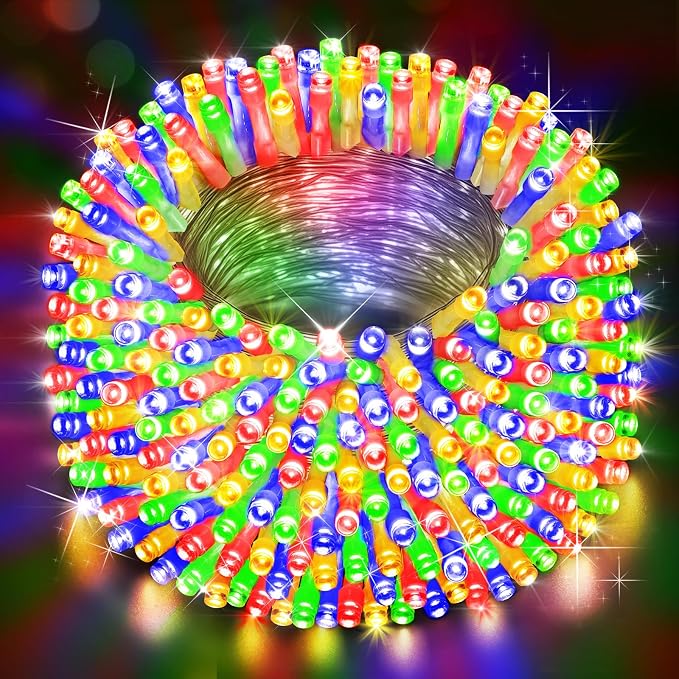 Christmas Lights Outdoor, 403FT 1000 LED String Lights 8 Modes and Timer Memory Function Twinkle Fairy Lights IP44 Waterproof Plug in for Xmas Tree Wedding Party Holiday Decor(Multicolor)