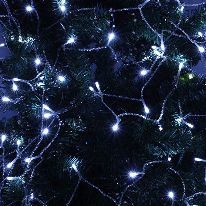 500 LED String Lights, 180FT Super-Long Christmas Lights Outdoor Indoor | Cool White, 13 Modes, Timer, Clear Wire Waterproof Twinkle Fairy Lights Plug in for Bedroom Classroom Patio Xmas Tree Decor