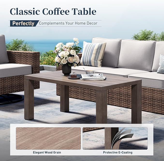 SUNSHINE VALLEY Swivel Glider 6 Piece Outdoor Furniture Set with Swivel Chairs, Wicker Patio Furniture with 4.92" Wide Armrest, 26.3" Deep Seating and 5.5" Thick Cushions, Grey