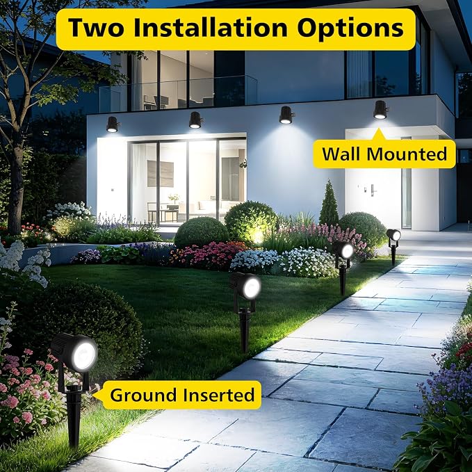 T-SUN Solar Spotlights Outdoor 4-in-1 IP65 Waterproof Solar Landscape Spotlights, Auto ON/Off Solar Lights for Garden, Yard, Driveway, Pool Area(White)