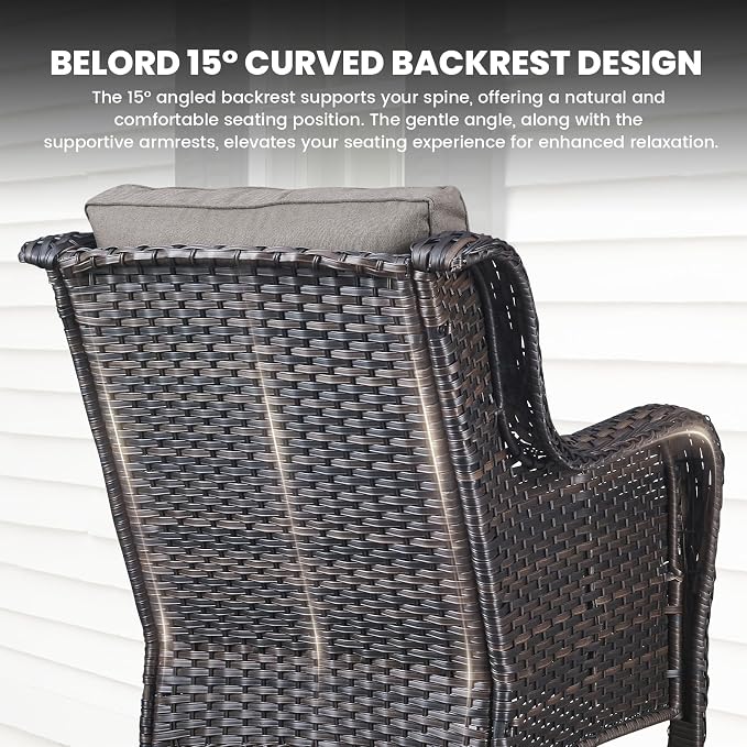 Belord Outdoor Wicker Furniture 5 Pieces Patio Furniture Set Patio Wicker Chairs with Ottomans Conversation Set for Porch Garden Deck Balcony Poolside