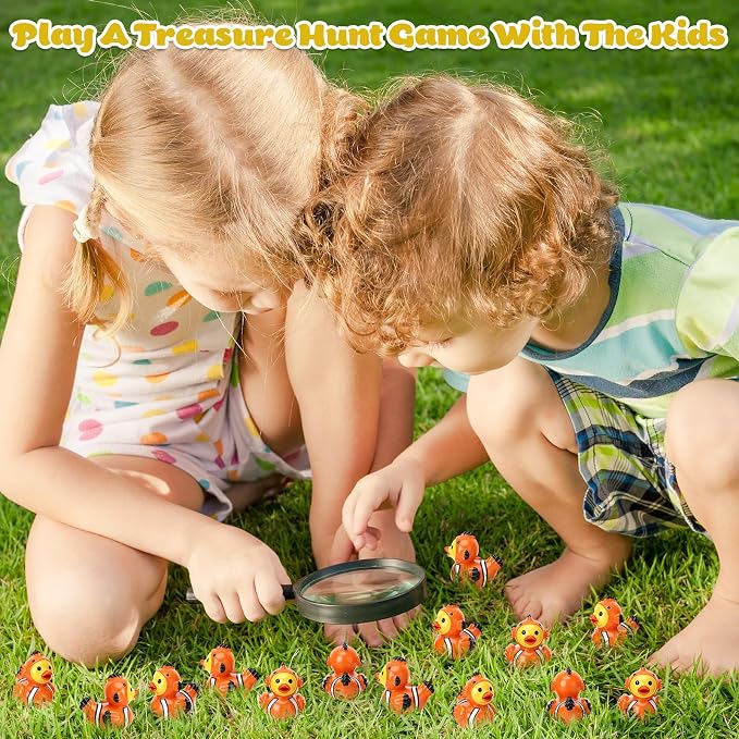 30 Pcs Clownfish Ducks, Mini Clownfish Resin Ducks Bulk | Fun Printed Toy Figures for Birthday Party Favors, Themed Decor, Kids Gift Collection (Clownfish)