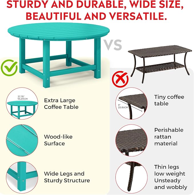 Costaelm Kids Dinner Table, Toddler Play Desk Student Desk Outdoor Childrens Picnic Tables for Children Arts & Crafts, Snack Time, Multi-Activity Table for Ages 2-8 in Home/Outside, Turquoise