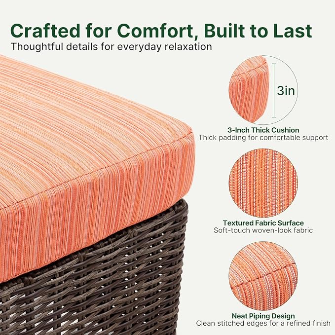 Wicker Patio Conversation Set, Outdoor Patio Furniture Set with Deep Seating, Wide Armrests & Thick Cushions, All-Weather Outdoor Furniture Set for Patio, Porch, Deck & Backyard