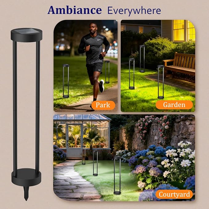 Solar Floor Lamp, Modern Outdoor Bollard Light for Garden Landscape (24" H - 4Pack)