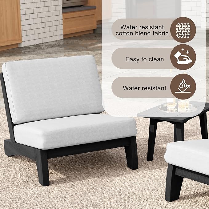 2 Pieces Patio Furniture Sets, All-Weather Outdoor Wood Bistro Set Patio Conversation Chiarsfor Balcony, Backyard