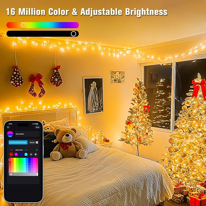 JMEXSUSS 800 LED RGB String Light Outdoor Indoor, Halloween Lights Plug in | 264 Ft Color Changing Christmas Lights Clear Wire Smart Lights for Bedroom Tree Room Party Birthday Xmas Decor, Remote