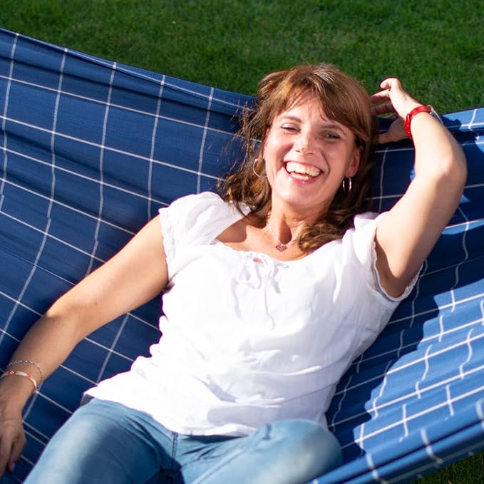 LA SIESTA Brisa Kingsize Outdoor Hammock — Colombian-Made Polypropylene, UV & Weather Resistant, for Backyard & Patio - Marine
