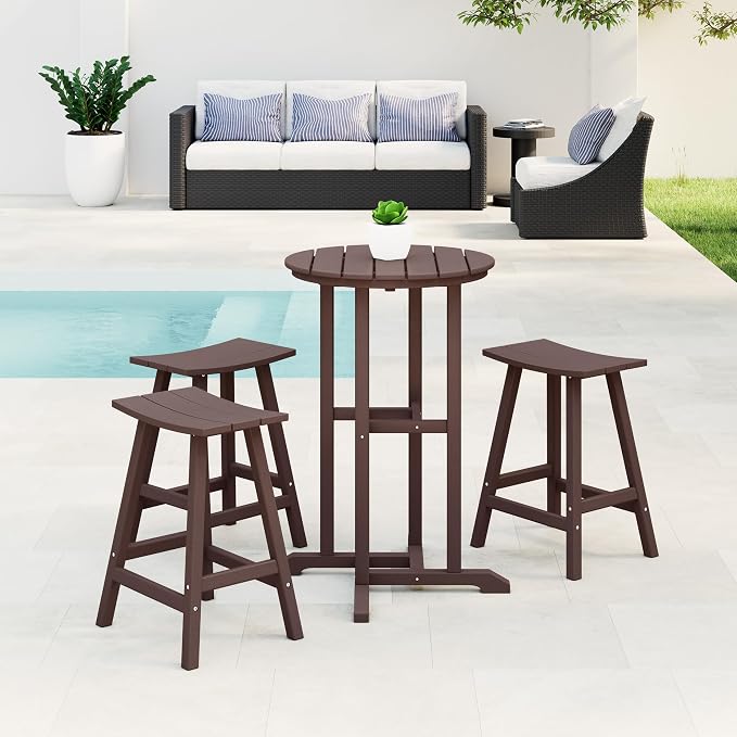 Costaelm Outdoor Bar Table, 37" Counter Height Round Patio Cocktail Bar Table, Patio Bar Table Bistro Dining Table Pub Table for Front Porch Deck, Backyard, Garden, Dark Brown