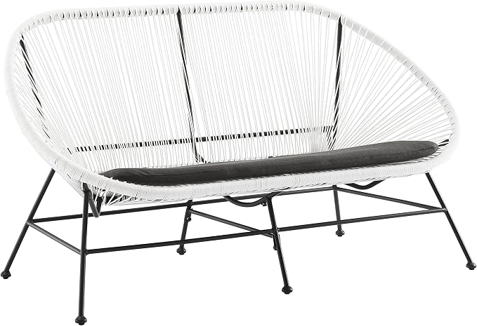 Linon Charleston White Woven Hammock Style Outdoor Loveseat
