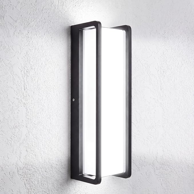 50W LED Outdoor Wall Light | 4000LM Bright,6000K Outdoor Wall Sconces, IP65 Waterproof Aluminum Acrylic Shade Black for House Front Porch Garage Garden