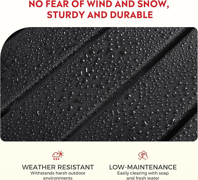 Costaelm Outdoor Patio Table, Outdoor Dining Table for 4, Weather Resistant Square Patio Table with Umbrella Hole for Garden, Poolside, Porch, Black