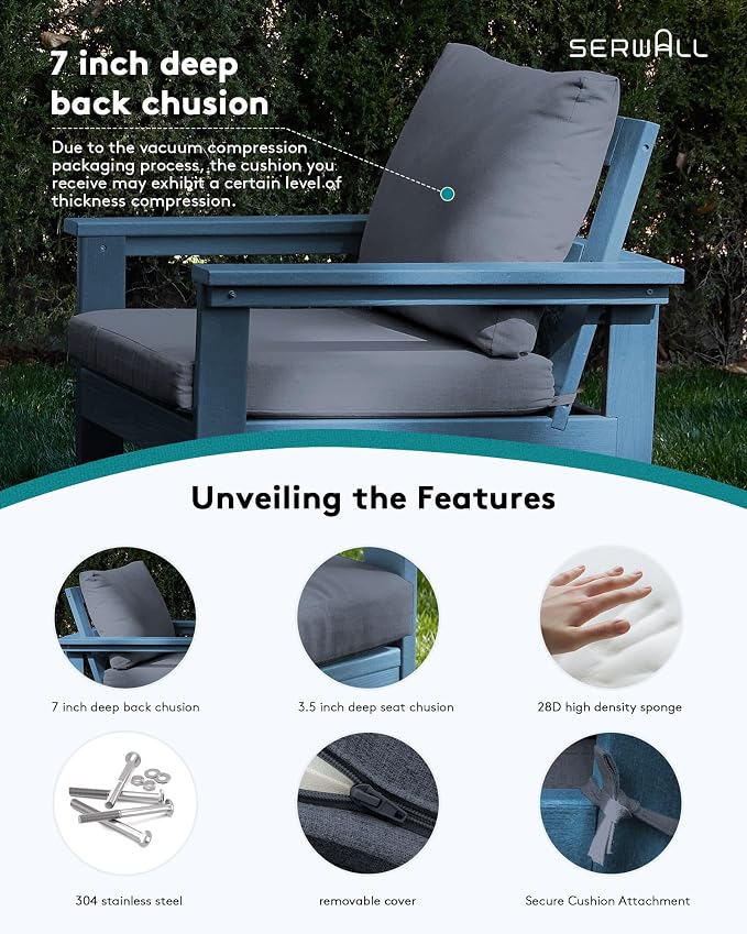 SERWALL HDPE Patio Conversation Set with Side Table