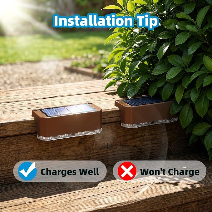 8 Pack Solar Fence Lights Outdoor, Deck Light Solar Powered, IP65 Waterproof Led Riling Solar Lights for Outside Yard Step, Wram White