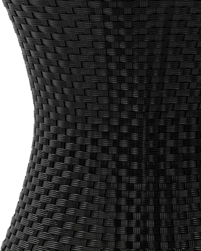 Outdoor PE Rattan Hourglass Side Table 19.75", No Assembly Wicker End Table, All-Weather Accent Table for Patio Balcony Living Room, Black