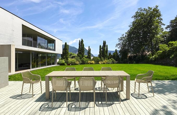 Compamia Vegas 118" Extendable Patio Dining Table in Dove Gray, Commercial Grade