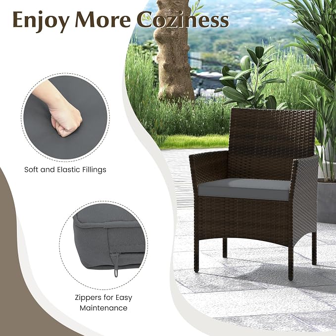 Tangkula 8 Piece Patio Rattan Conversation Set, Outdoor Wicker Furniture Set with Chair, Loveseat & Tempered Glass Table, Cozy Seat Cushions, Outside Sectional Sofa Set for Backyard, Porch (2, Grey)