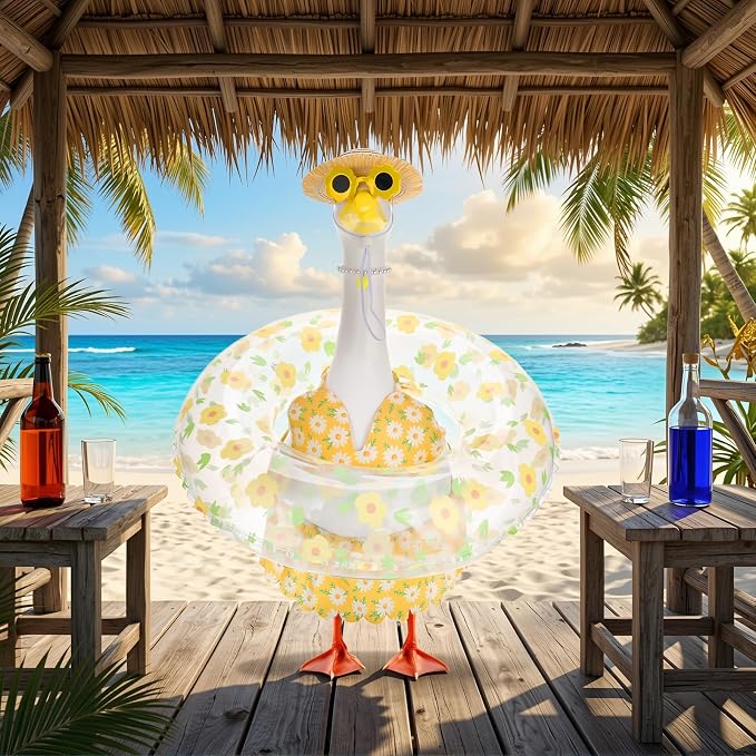 Porch Goose Outfit Summer Hawaiian Fishing Porch Goose Outfit Clothes Costume for 23 In Statue Garden Yard Decor