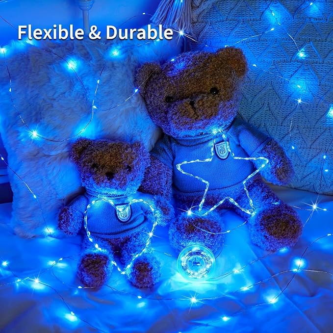 JMEXSUSS 2 Pack Solar Fairy Lights, 33ft 100 LED Solar String Lights, Blue | Outdoor Waterproof, 8 Modes Copper Wire Mini Christmas Lights for Outside Patio Garden Tree Christmas Decorations