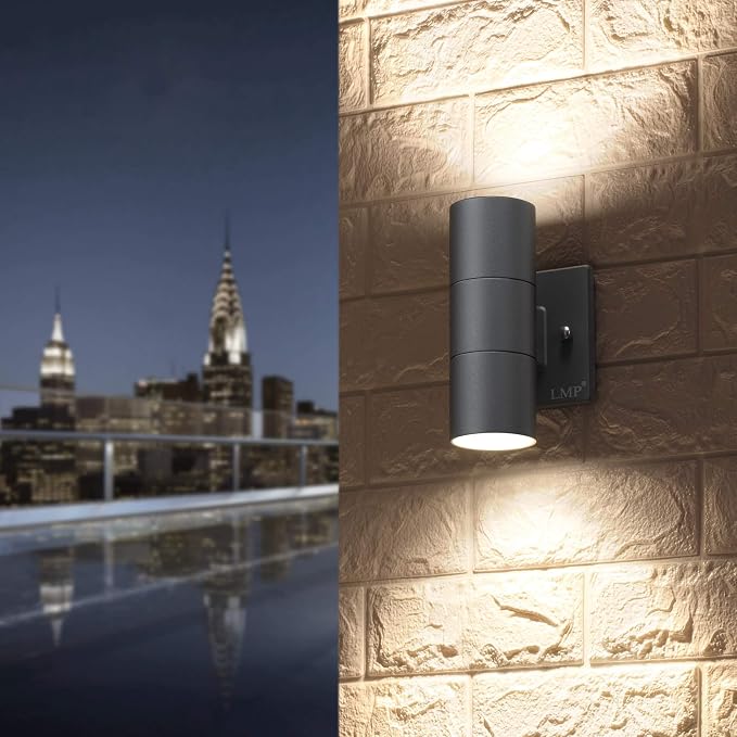 LMP Modern Outdoor Wall Light, Aluminum IP65 Waterproof Porch Light | Up and Down, 3000K 5W G10 Bulbs Included, ETL Certified, Outside Wall Exterior Lighting Fixtures for House,Front Door,Garage