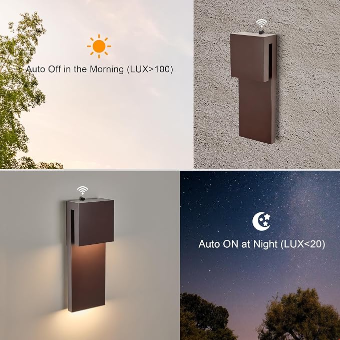 Tarentlight Outdoor Light Fixtures Wall Mount Set of Two, Dusk to Dawn Patio Wall Lamp, Bronze Exterior Lighting Fixtures for Porch, Patio, Backyard, Garage - Waterproof Front Porch Lights