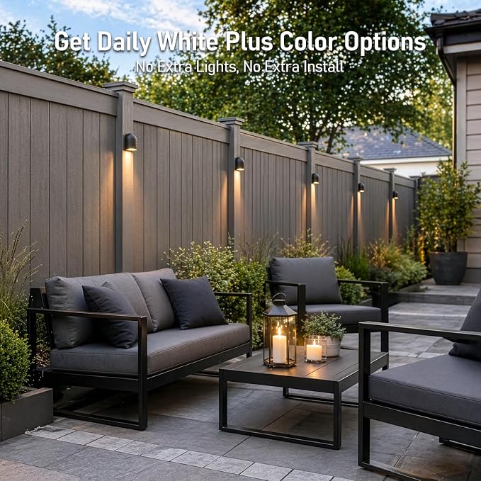 LEONLITE 6-Pack RGBCW Low Voltage LED Deck Lights, Color Changing | 5 Color Changing Modes, CRI90, 12-24V AC/DC, Anti Glare Step Railing Light, Fence Down Light, IP65, Oil Rubbed Bronze
