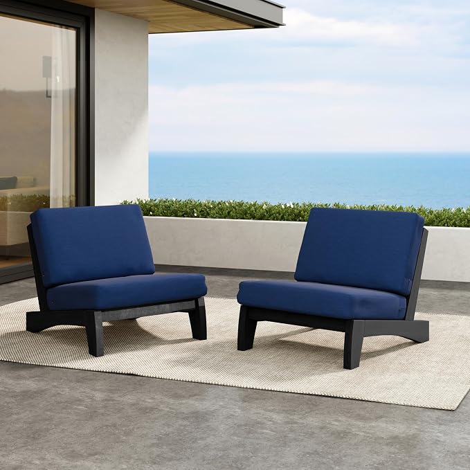 2 Pieces Patio Furniture Sets, All-Weather Outdoor Wood Bistro Set Patio Conversation Chiarsfor Balcony, Backyard