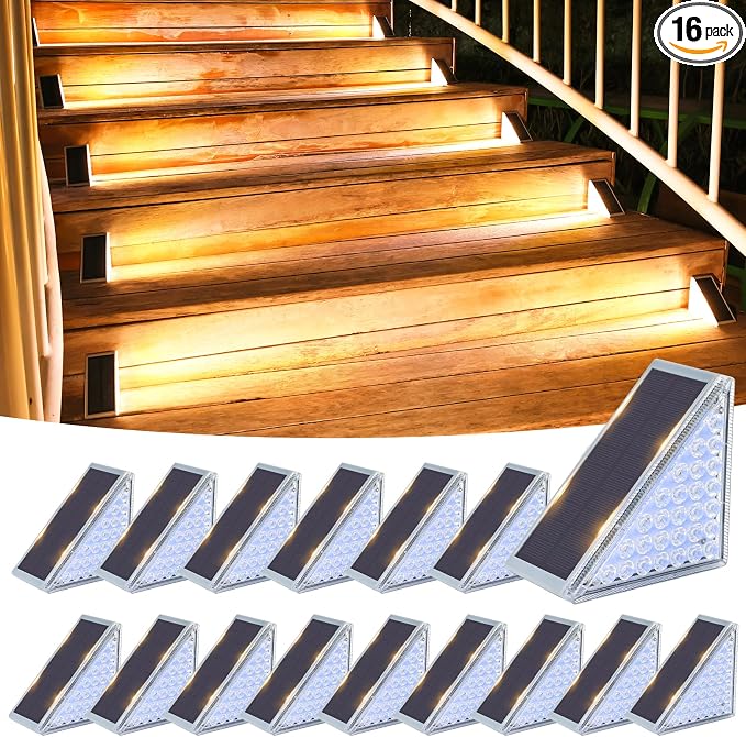 VOLISUN Solar Step Lights Outdoor Waterproof, LED Outdoor Stair Lights | Solar Step Light for Outside, Deck Light Decor for Stair,Front Porch and Patio(Brown,6 Pack)