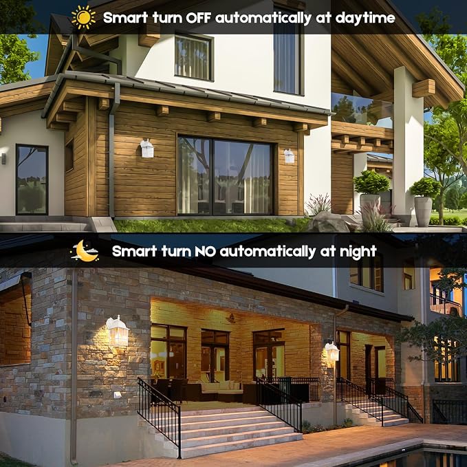 2-Pack Dusk to Dawn Outdoor Wall Light, Waterproof Exterior Wall Lantern Lighting Fixtures with Photocell Sensor, White Outside Sconce with E26 Socket, Anti-Rust Wall Mount for Porch House Garage