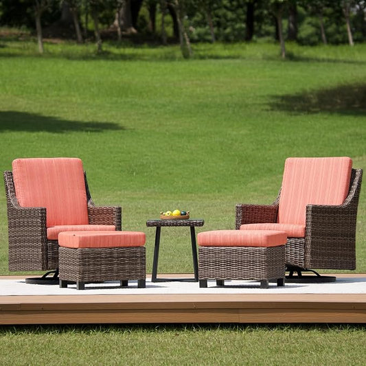 Wicker Patio Conversation Set, Outdoor Patio Furniture Set with Deep Seating, Wide Armrests & Thick Cushions, All-Weather Outdoor Furniture Set for Patio, Porch, Deck & Backyard