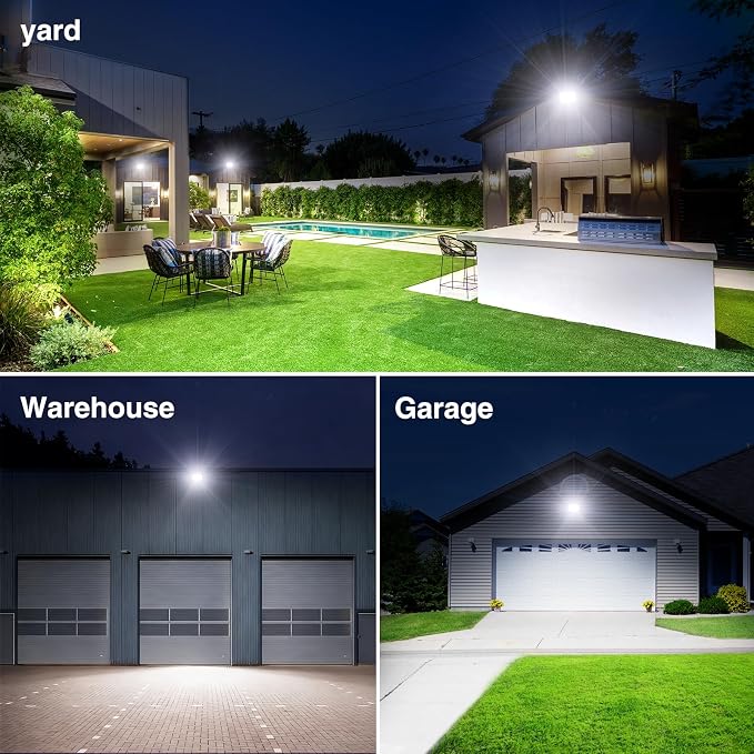 Onforu 120W Flood Lights Outdoor, 12000lm Bright LED Work Light with Plug,Daylight White LED Flood Lighting, IP66 Waterproof Security Yard Lights for Yard Garage Stadium 4 Pack