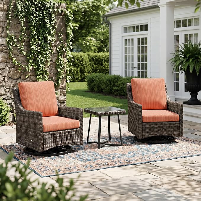 Wicker Patio Conversation Set, Outdoor Patio Furniture Set with Deep Seating, Wide Armrests & Thick Cushions, All-Weather Outdoor Furniture Set for Patio, Porch, Deck & Backyard