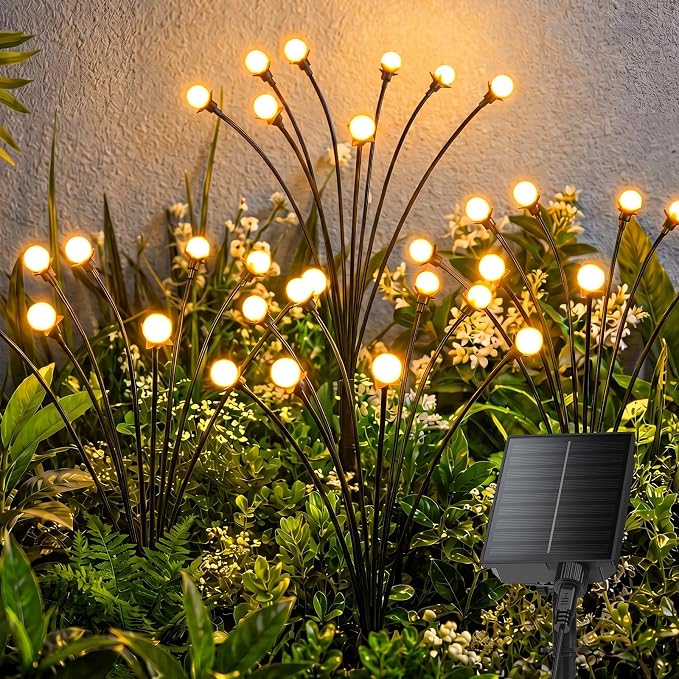Brightown Solar Lights Outdoor,8Pack 64LED Solar Garden Lights Warm White | Swaying Firefly Waterproof, 8 Modes Solar String Light for Yard Patio Pathway Landscape Decoration Gifts