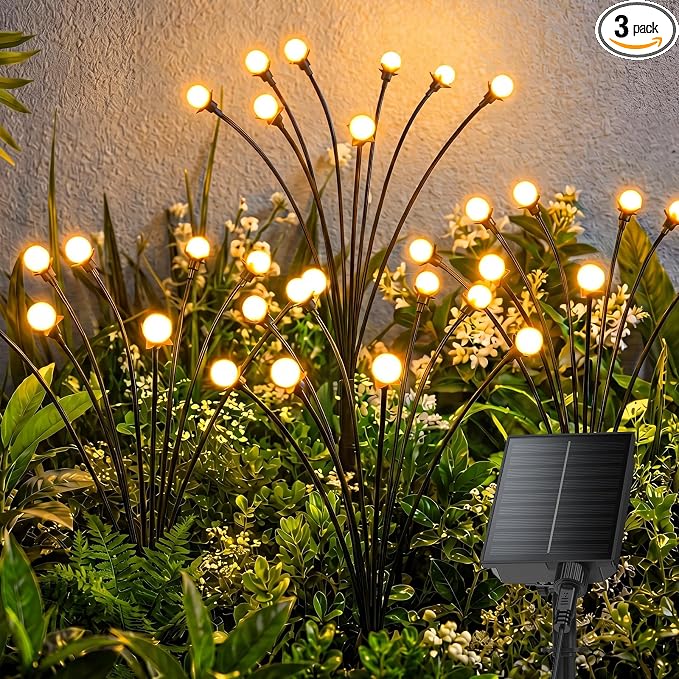 Brightown Solar Lights Outdoor,12Pack 96LED Solar Garden Lights Warm White | Swaying Firefly Waterproof, 8 Modes Solar String Light for Yard Patio Pathway Landscape Decoration Gifts