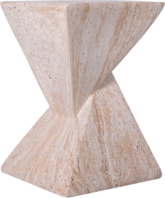 Christopher Knight Home 18.5 Inch Modern Outdoor Faux Concrete Side Table, Patio End Table with Sculptural Fluted Geometric Design, Accent Table for Garden Balcony Poolside