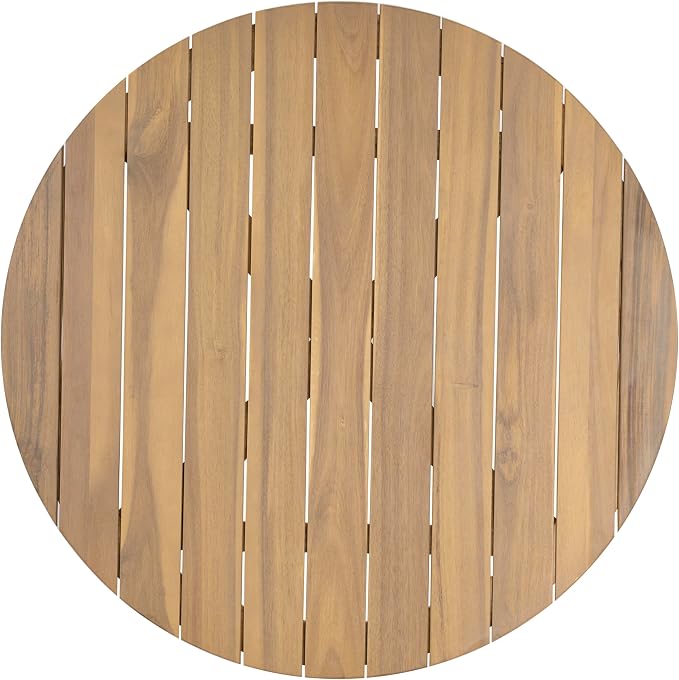 Christopher Knight Home Lalina Outdoor Coffee Table, Acacia Wood Accent Table with Slatted Panel Design, Round Patio Table for Garden Porch Balcony, Low Maintenance Outdoor Furniture, Natural