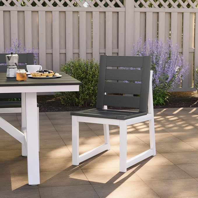 Costaelm Stinson Outdoor Patio HDPE Dining Side Chair, Gray