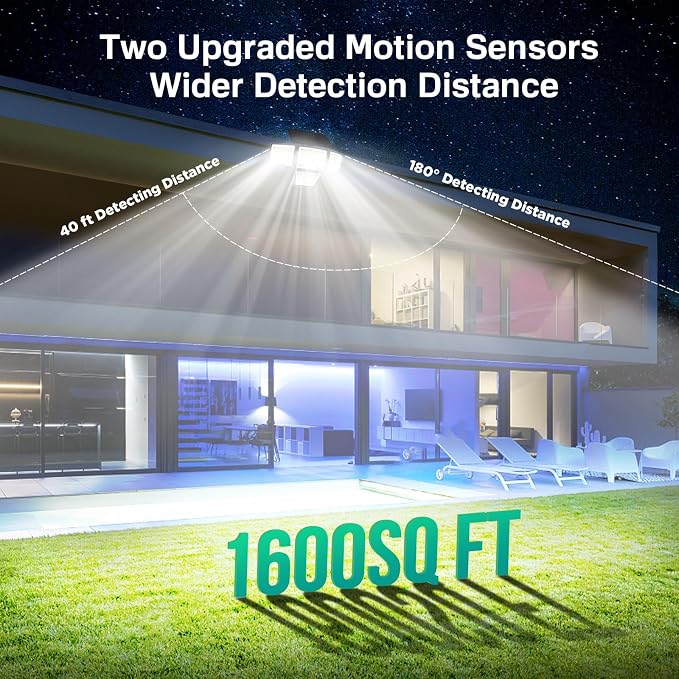 LYWALT Solar Outdoor Lights - 3000LM 188 LED Motion Sensor Outdoor Lights, 4 Heads Security Light,IP65 Waterproof, Easy Install,270°Wide Angle Flood Wall Light with 3 Modes for Backyard Yard