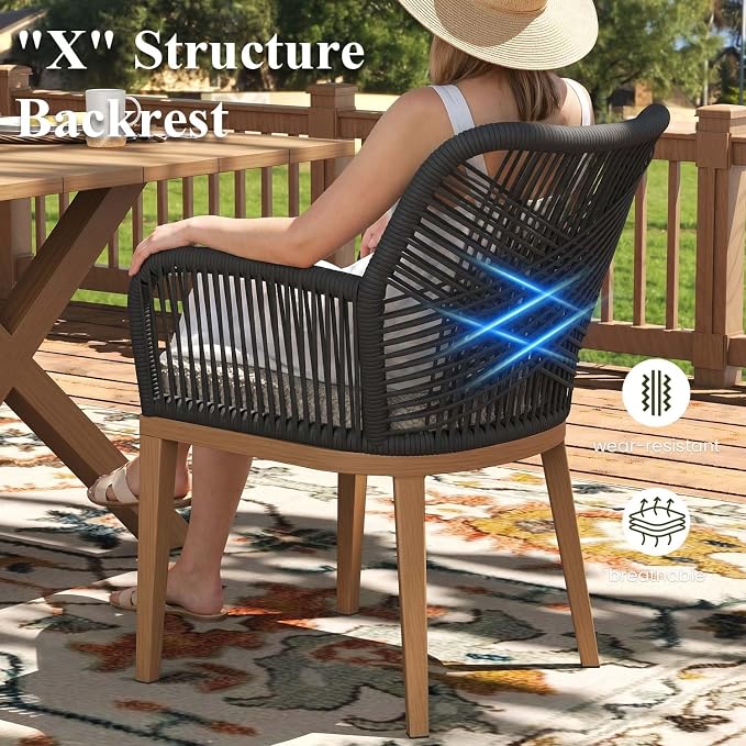 LayinSun Outdoor Dining Set for 8, 9 Pieces Patio Furniture Sets with Aluminum Dining Table and Rope Weave Chairs