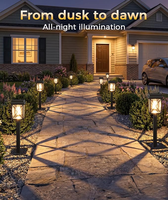 XMCOSY+ Solar Lights Outdoor Waterproof, 6 Pack Solar Pathway Lights | 20-50LM adjustable brightness, 3-in-1 landscape light for yard, backyard, driveway, landscape, path (warm/cool white)