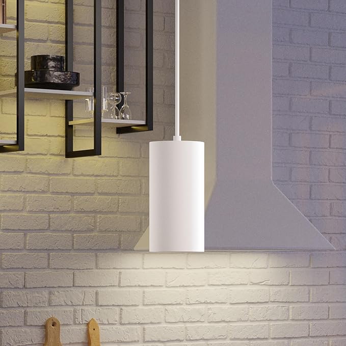 Progress Lighting 1-Light Modern Outdoor Hanging Pendant Light, 6-Inch, Cylinder Collection, Indoor & Outdoor, White (P500356-030)