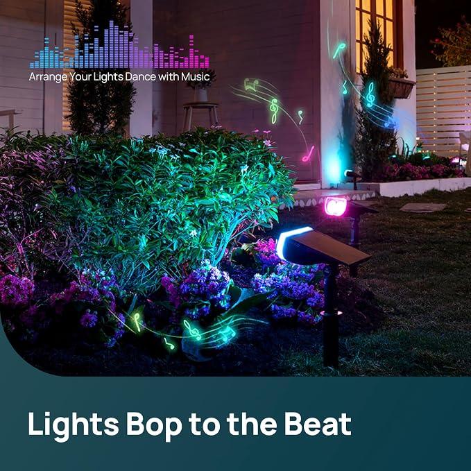 Linkind Smart Solar Spot Lights Outdoor SL5C, IP67 Solar Lights Outdoor | Cool/Warm White/Color Changing Spotlight, APP/Voice Control,Landscape Lighting for Yard, Garden, Pathway(8 Pack)