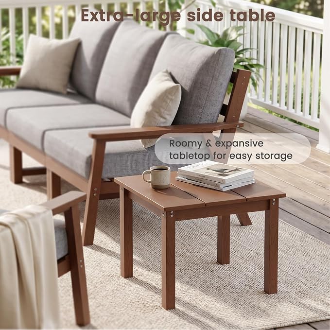 Ayge HDPE Patio Furniture Set,7 Piece Sectional Outdoor Furniture Set, All Weather Outdoor Couch Set Patio Conversation Set for Deck, Lawn, Brown