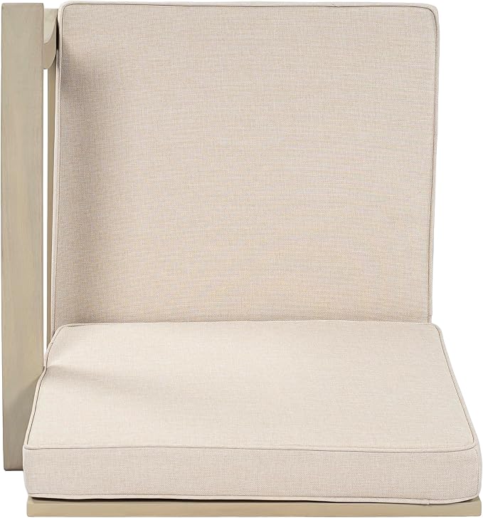 Christopher Knight Home Alex Acacia Wood Outdoor Patio Furniture Set for 6, Patio Sofa Set with Cushions, Patio Conversation Set with Sectional Sofa+Club Chairs and Coffee Table, Light White+Sand