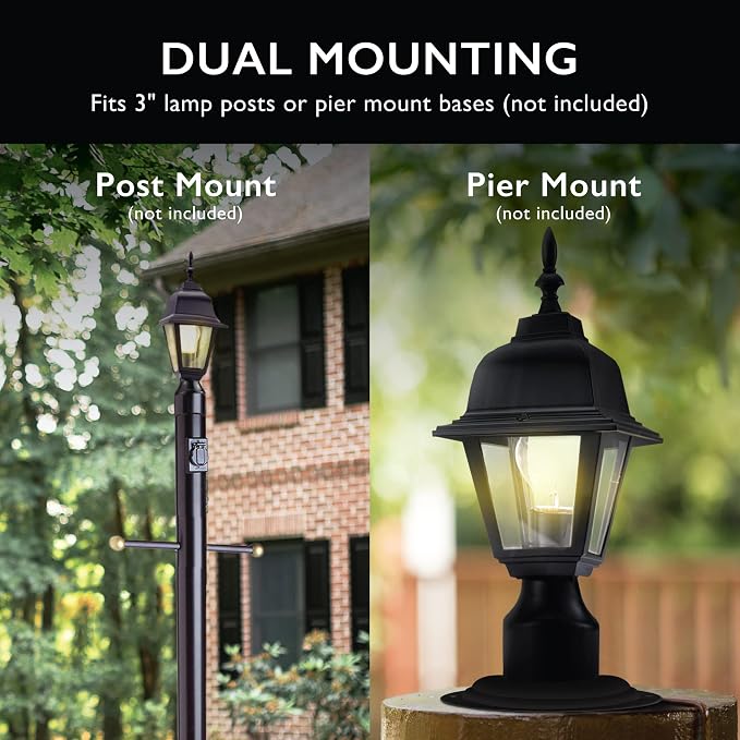 Design House Maple Street Outdoor Post Light with Clear Glass, Wet Rated for Driveway, Patio, and Garden, 507509 | Post Mount, Traditional, Aluminum, Lighting, 507509