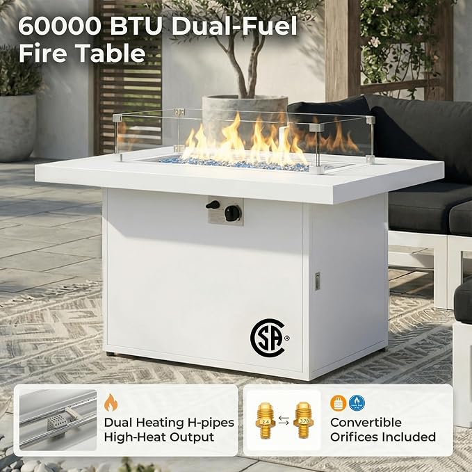 NICESOUL 9 Piece Modern Aluminum Outdoor Patio Furniture Set with Lounger & Fire Pit Table, Extra Large All-Weather Modular Sectional Couch, 29" Wide Deep Seating Conversation Sofa for Poolside, Black