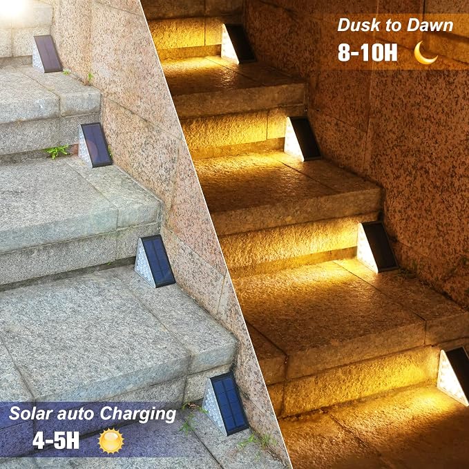 VOLISUN Solar Step Lights for Outside, Solar Stair Lights Outdoor, Black | Outdoor Waterproof IP67, LED Outdoor Step Light, 80 Lumen, Deck Light for Outside, Front Porch and Patio(16 Pack)