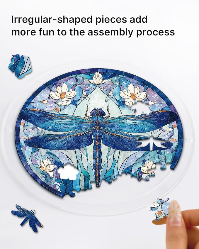 Acrylic Puzzle Suncatcher 83 Pieces, Moonlit Dragonfly Sun Catchers Puzzle, DIY SunCatchers Puzzles Window Hanging, Home & Garden Decor, Gifts for Family and Friends, 7.4 in